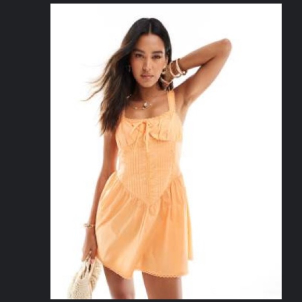 ASOS Design Corset Bodice Mini Sundress with Lace Trims